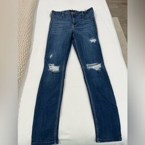Hollister Dark Blue Distressed Jeggings